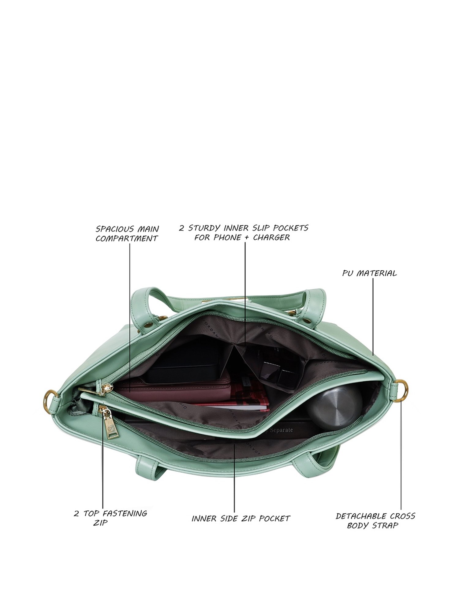 Giordano Green Solid Medium Shoulder Handbag