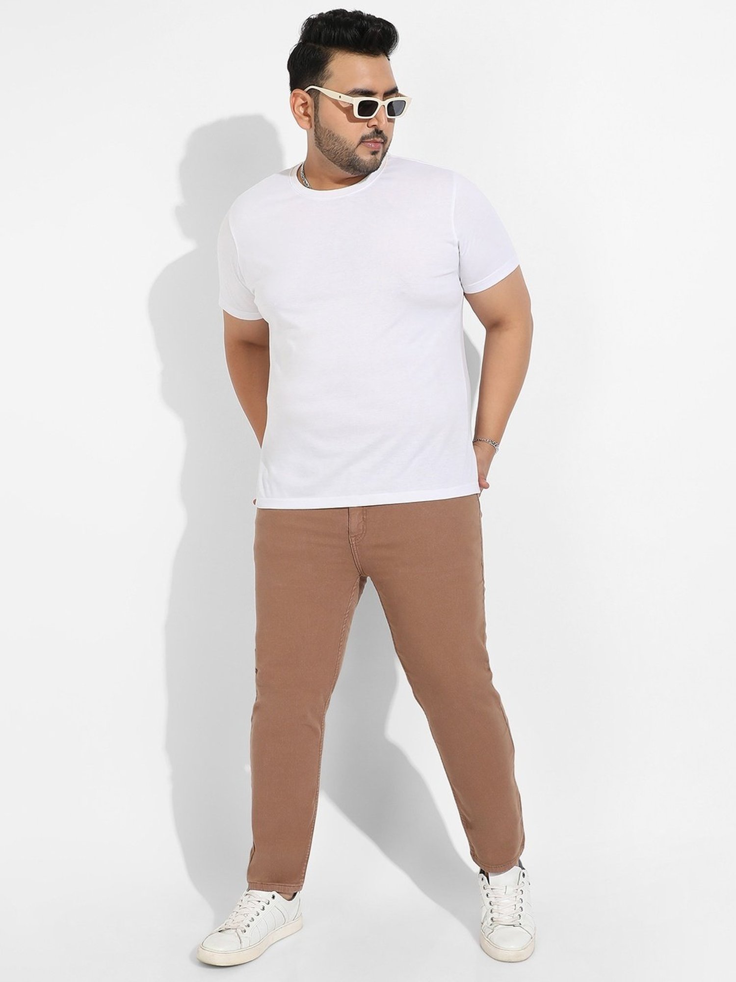 Instafab Plus Brown Regular fit Plus Size Jeans