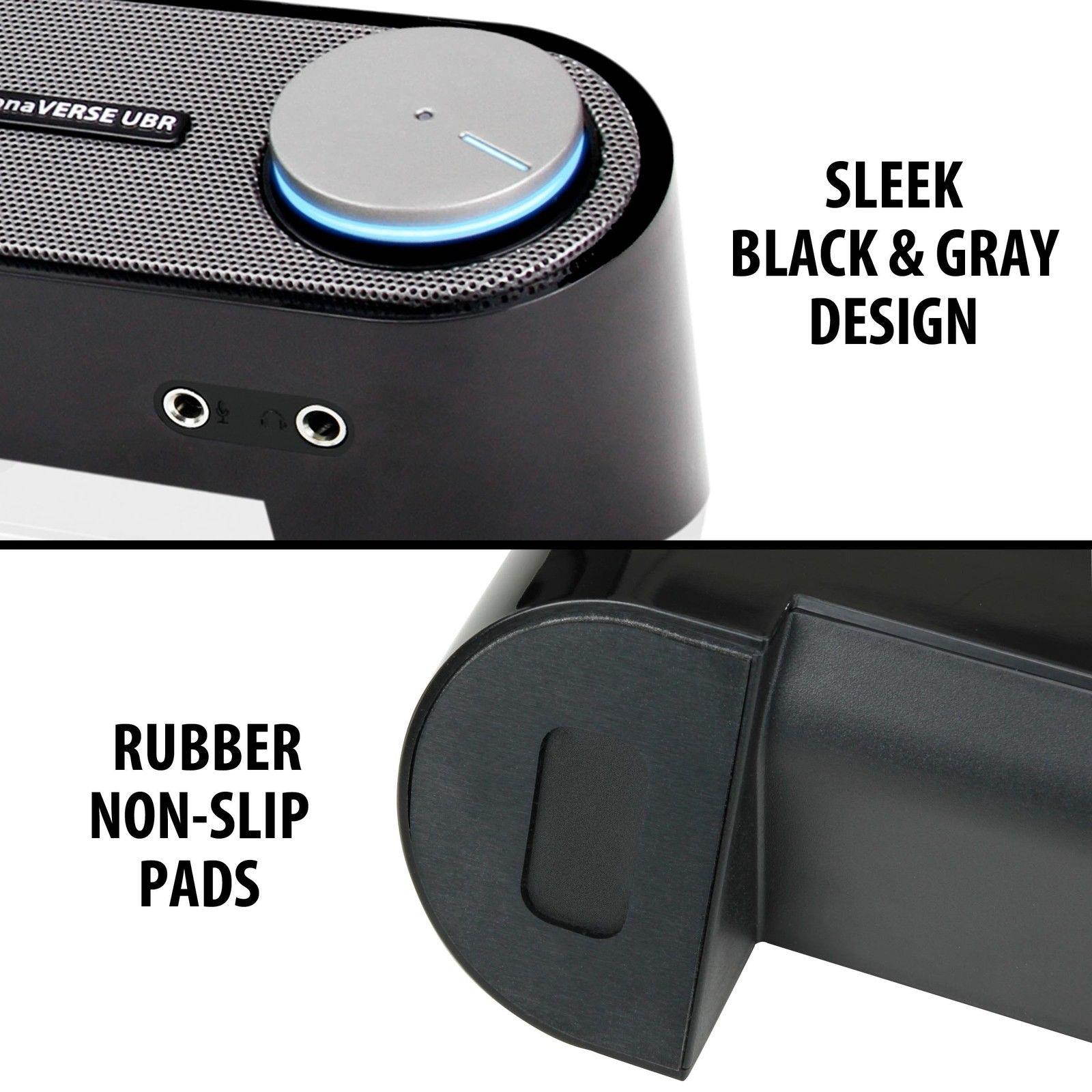 UBR PC Computer Speaker Soundbar 6W with Angled Design 3.5mm Headphone