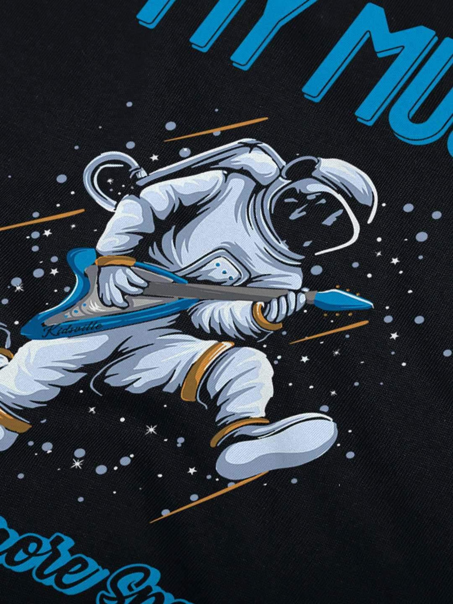 Kidsville Black Cotton Printed T-Shirt