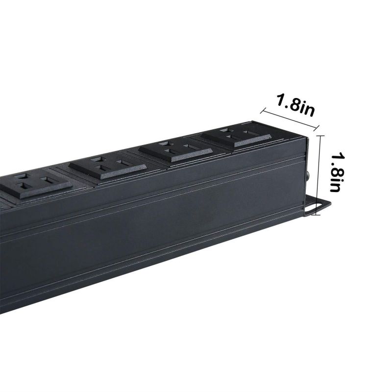 24 Outlets Heavy Duty Metal Power Strip with 9.8ft Cord and Power Switch Control, Rack-Mount PDU Power Strip,Offers 1U/15A/125V, 1875W Maximum Power,Black