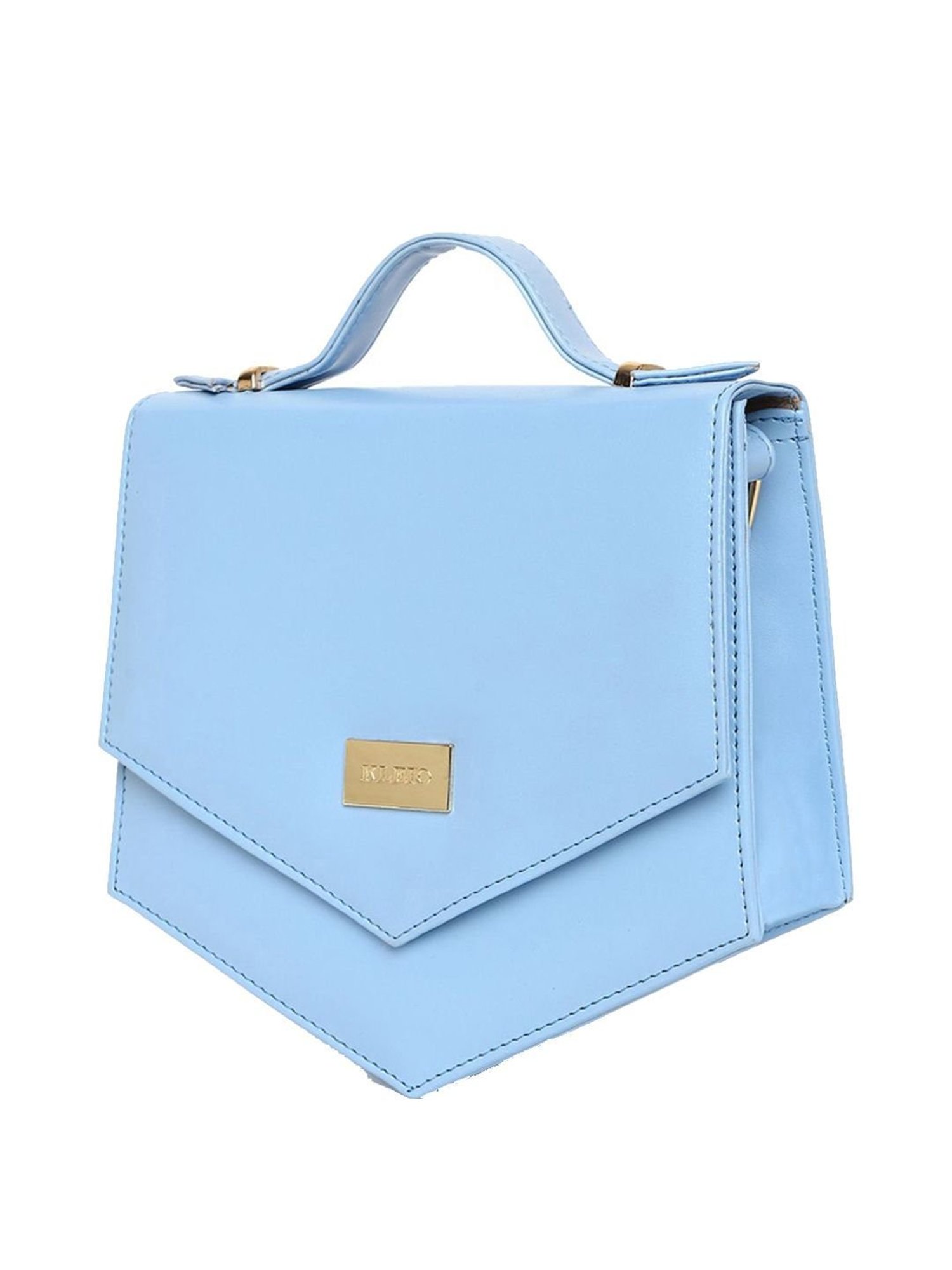 KLEIO Turquoise Solid Medium Satchel Handbag