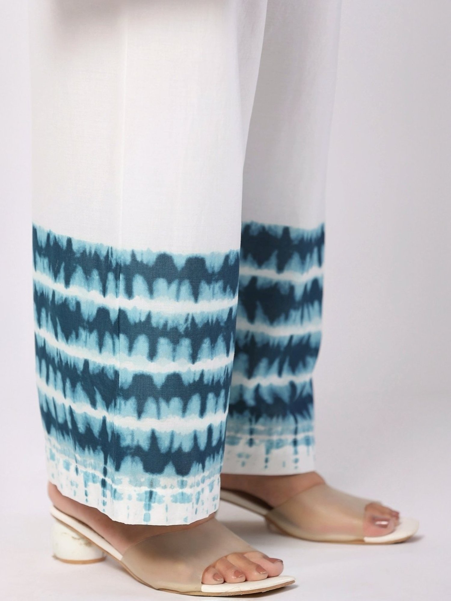 Zolo Label White Cotton Printed Shirt Palazzo Set