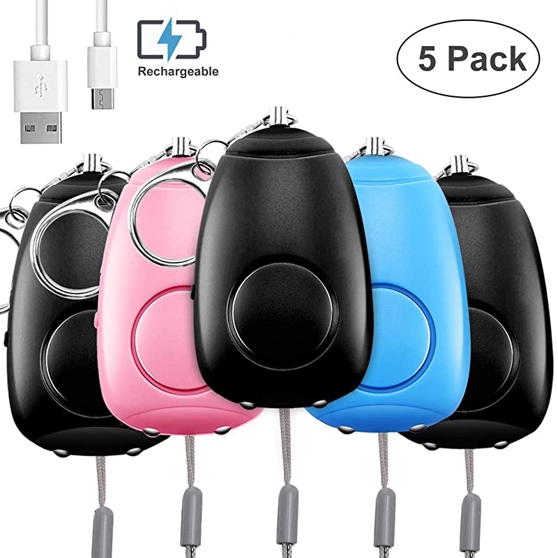 Sound Personal Alarm 5 Pack 130DB Siren Song Personal Security Alarm Keychain with LED Lights Emergency ty Self Defense for Women Kids Elderly