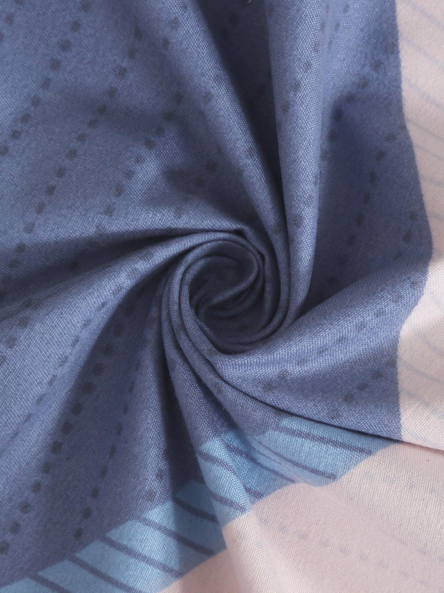 Klotthe Geometric Blue 210 TC Cotton Blend Single Bedsheet with 1 Pillow Cover