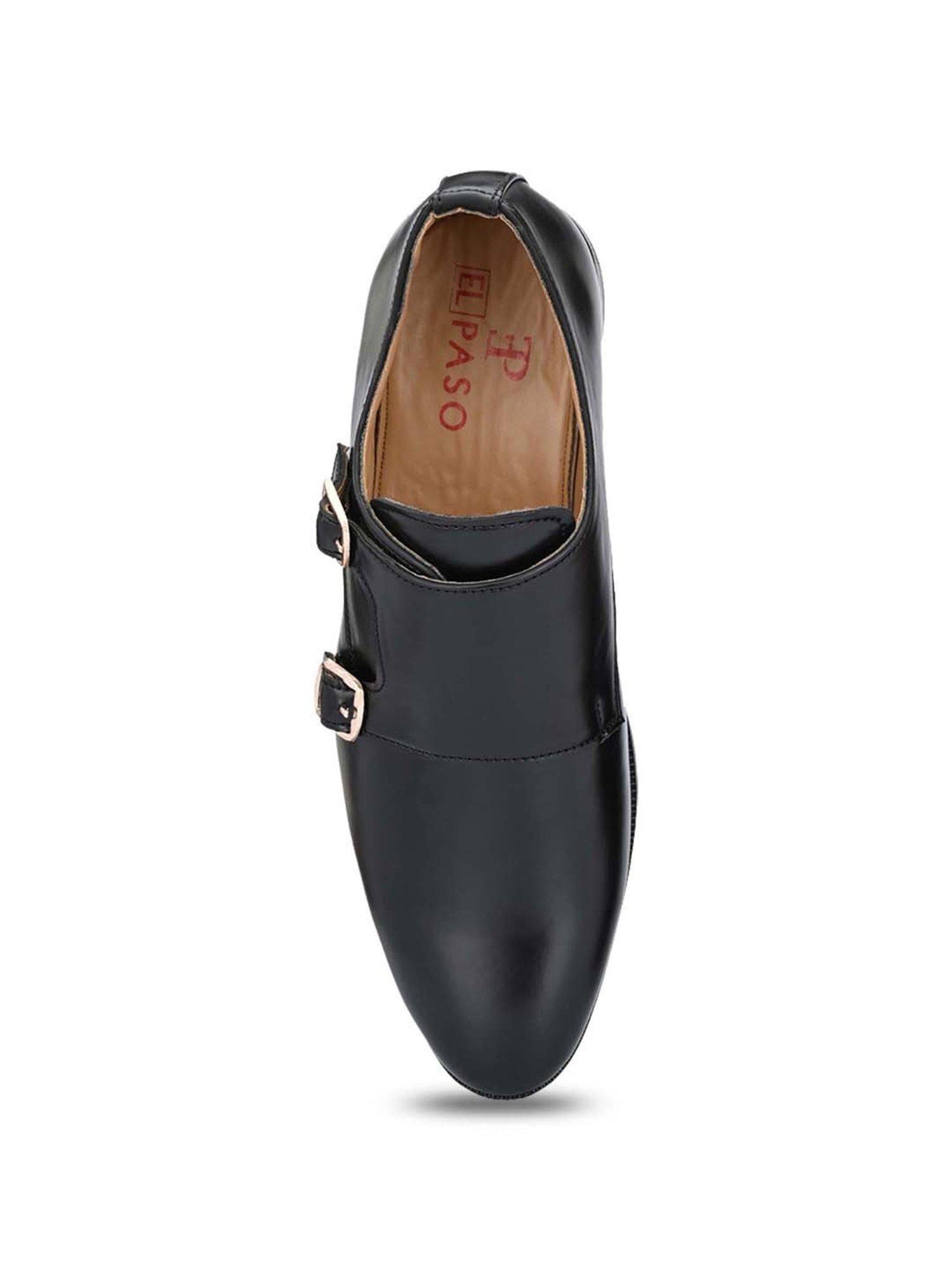 El Paso Men's Black Monk Shoes