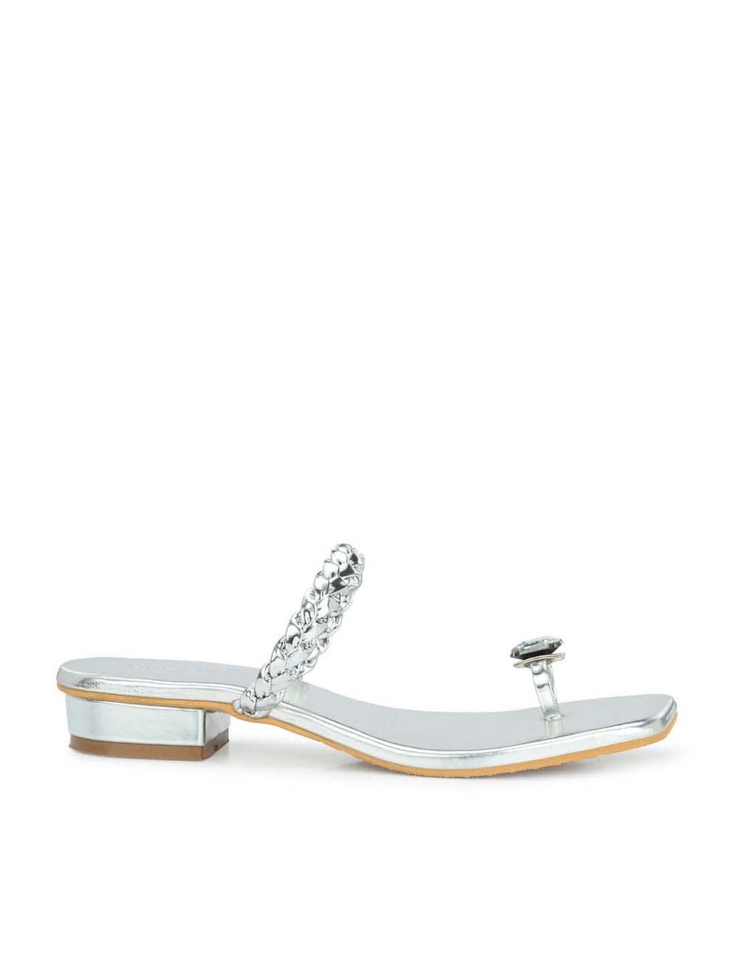 Clog London Women's Silver Toe Ring Sandals