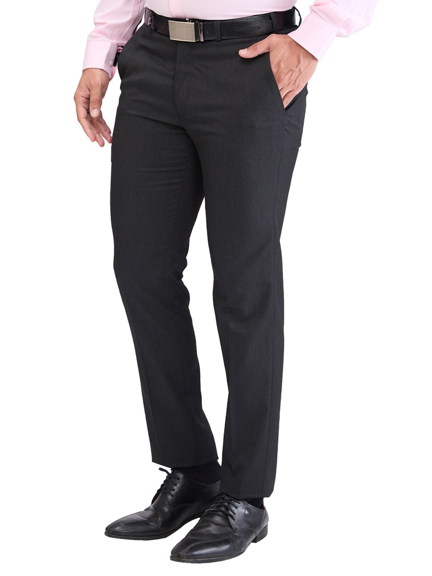 Park Avenue Grey Super Slim Fit Texture Trousers