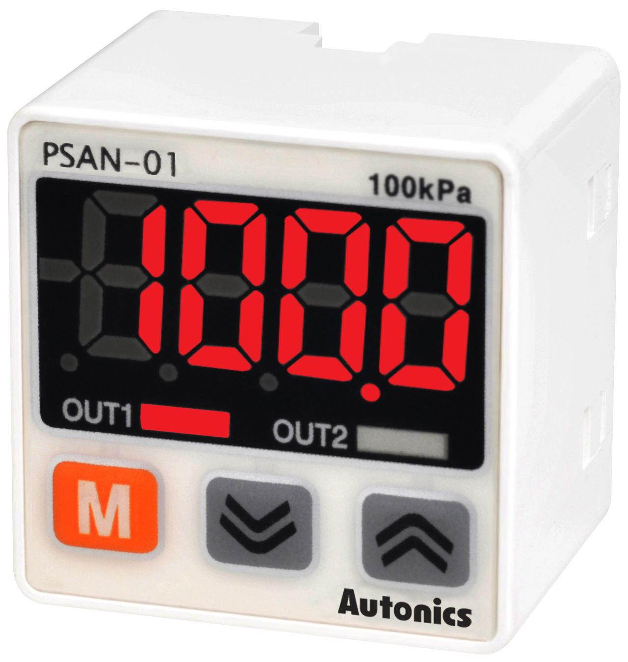 AUTONICS PSAN-V01CPH-NPT1/8 Sensor, Pressure, Vacuum pressure, Connector Type, 0.0 to -101.3 kPa, PNP open collector output, Hold/Auto shift input, Port NPT1/8, 12-24VDC..