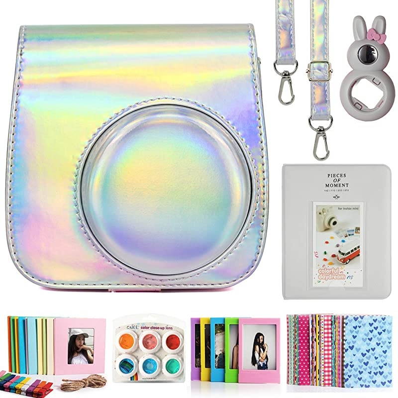 Compatible Mini 9 Camera Case Bundle with Album Filters Other Accessories for Fujifilm Instax Mini 9 8 8+ Magic Silver 7 Items