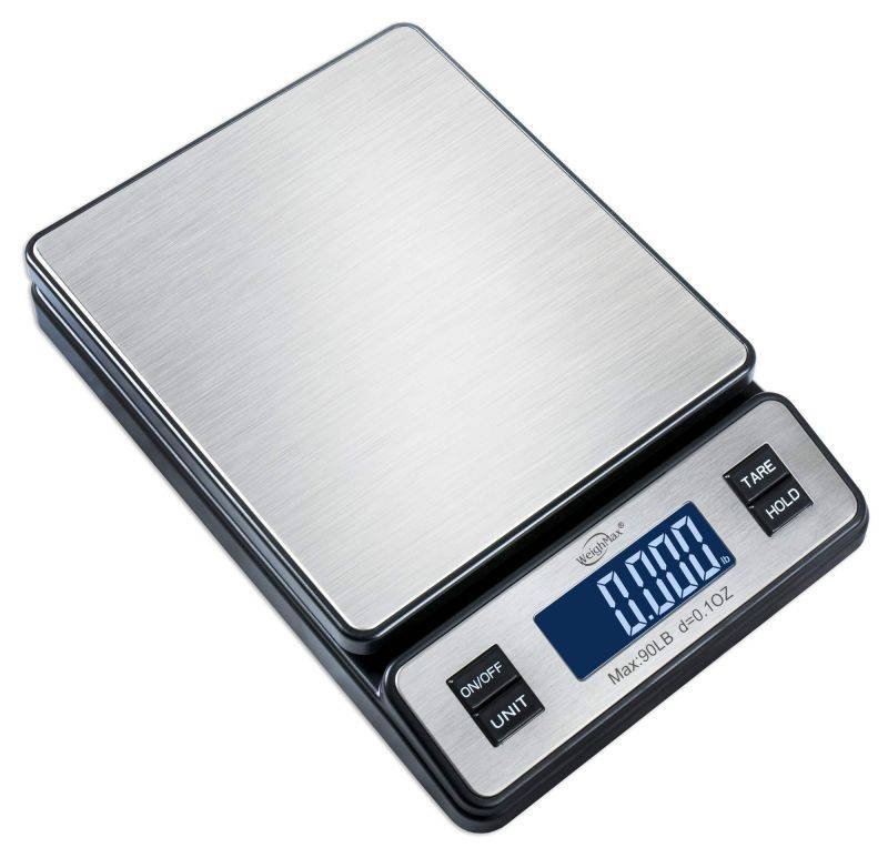 Weighmax W-2809 90 LB X 0.1 OZ Durable Stainless Steel Digital Postal Scale, Shipping Scale With AC adapter
