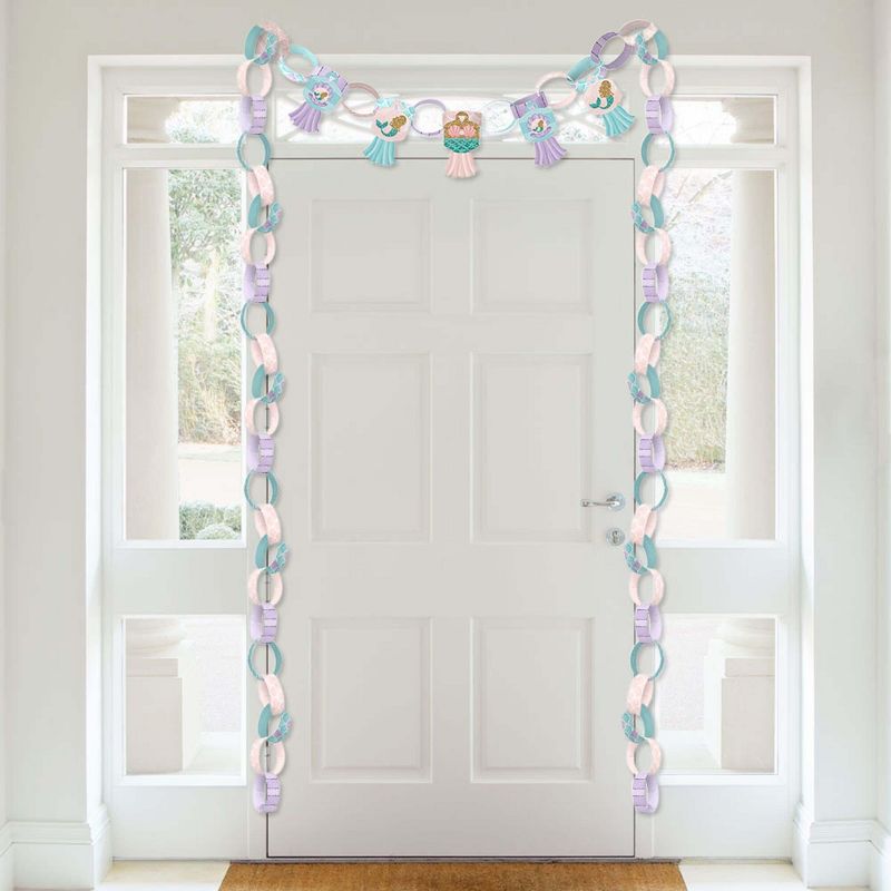 Big Dot of Happiness Let's Be Mermaids - 90 Chain Links and 30 Paper Tassels Decor Kit - Baby Shower or Birthday Party Paper Chains Garland - 21 feet