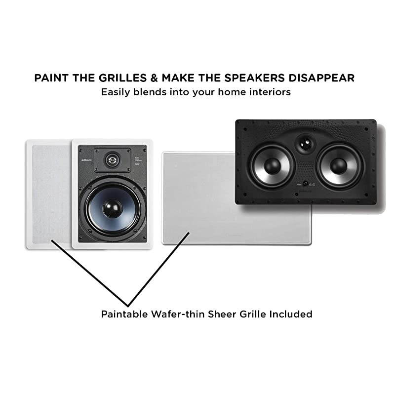 255C-RT 2-way In-Wall Center Channel Speaker & Audio RC85i 2-way Premium In-Wall 8" Speakers, Pair of 2 Perfect for Damp and Humid Indoor/Outdoor Placement (White, Paintable Grille)