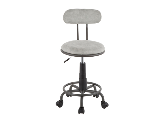 Swift Industrial Task Chair in Grey Metal and Light Grey Faux Leather by LumiSource