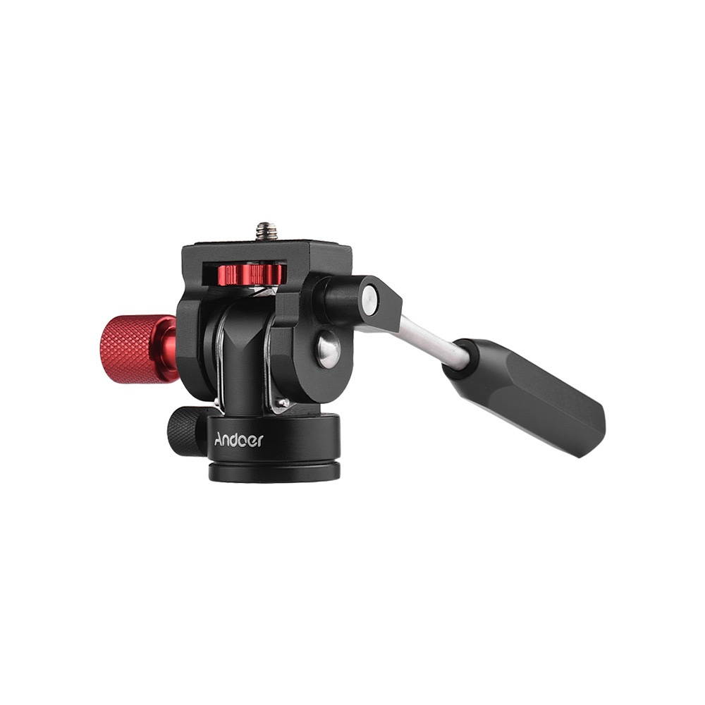 Andoer Professional Mini Phone Video Tripod Head Video Tripod Action Fluid Drag Pan Head with 1/4" Screw Mount for Phone Photography Video Making Max. Load 3kg