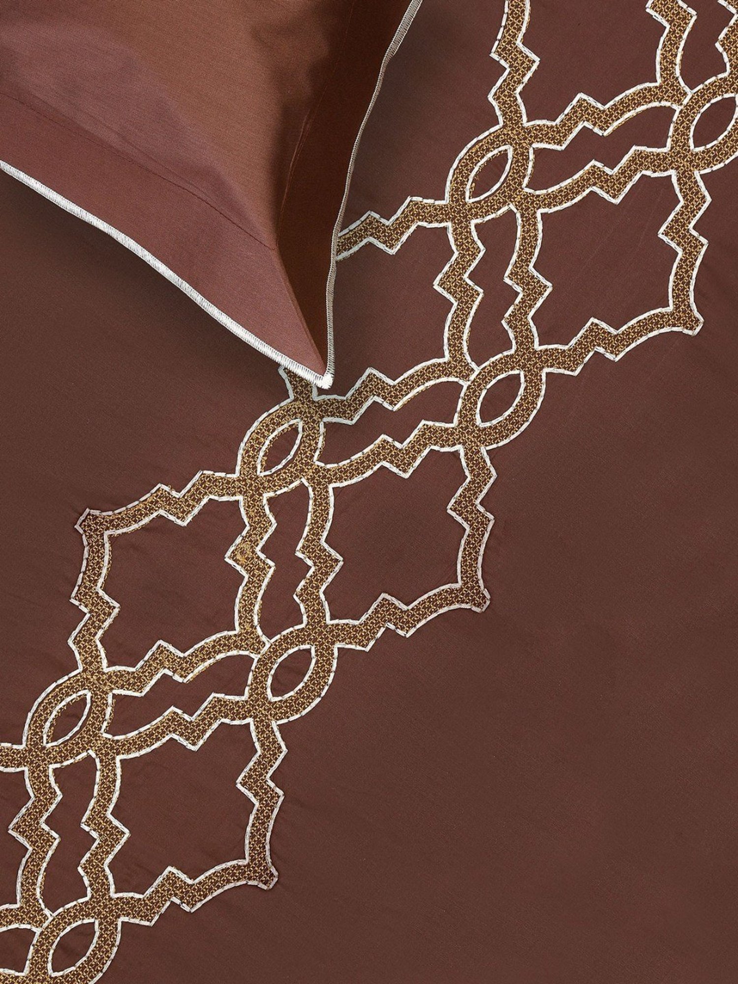 DDECOR Live beautiful Geometric Espresso Brown 180 TC Cotton King Bed Sheet with 2 Pillow Covers