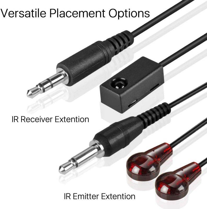 TNP Wireless IR Extender Repeater - Universal Remote Control Infrared IR Transmitter and Receiver with 2 Head Eye IR Blaster Emitter Booster Cable Supports Long Range 500FT+