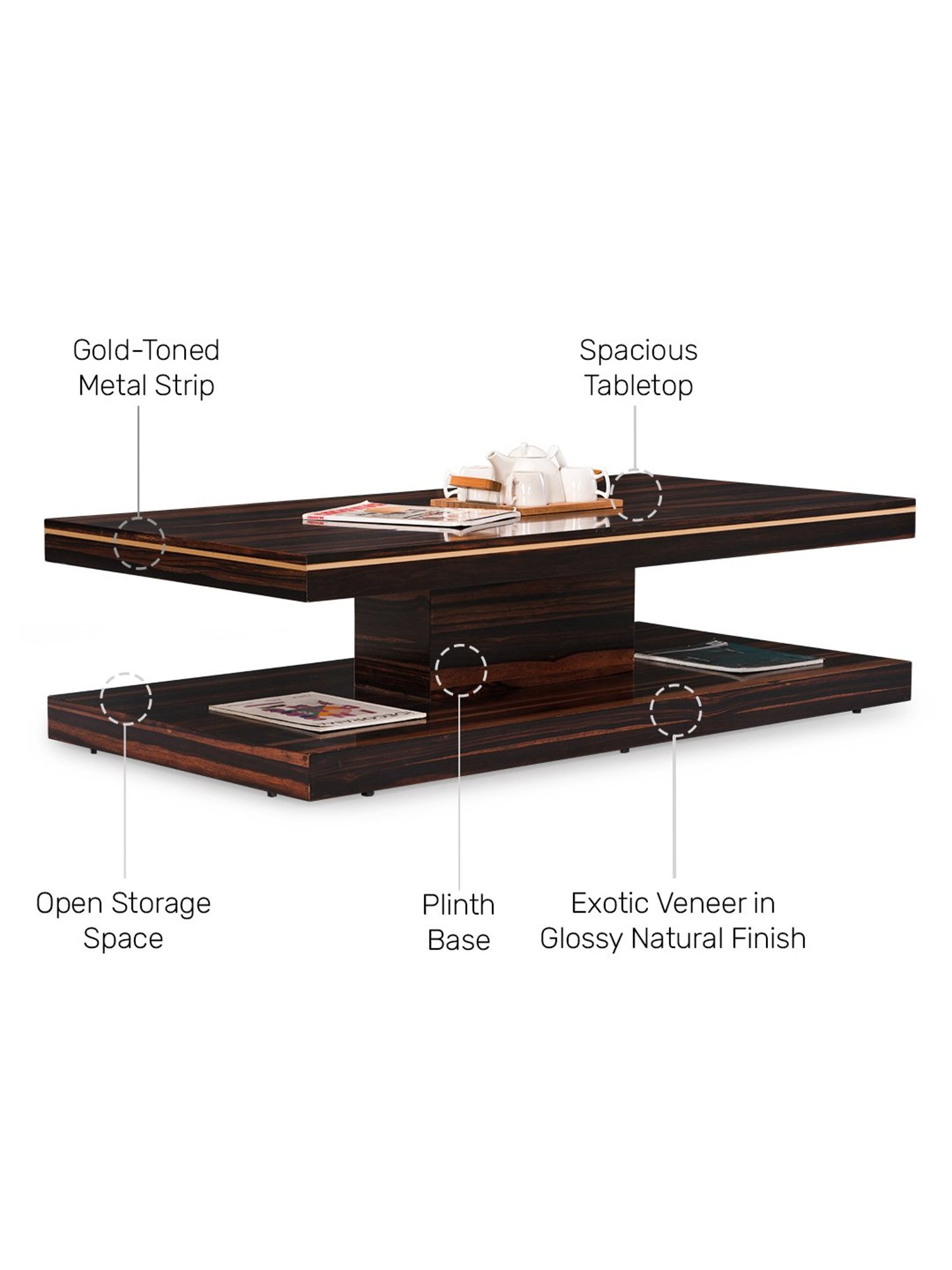 Durian Belmont Brown Engineered Wood Veneer Center Table