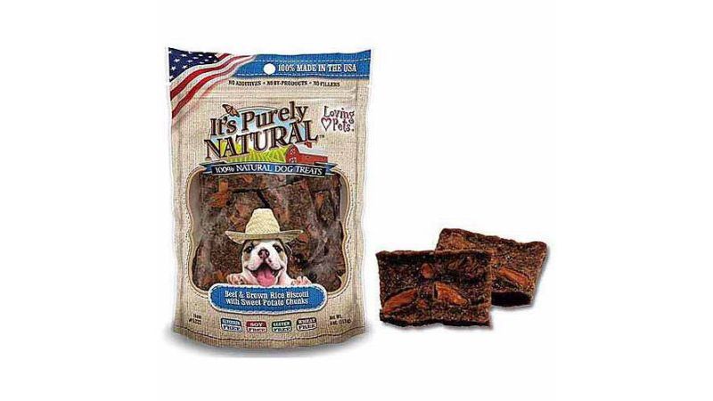 Loving Pets It's Purely Natural Beef & Brown Rice Biscotti with Sweet Potato Chunks (4 oz Pack)