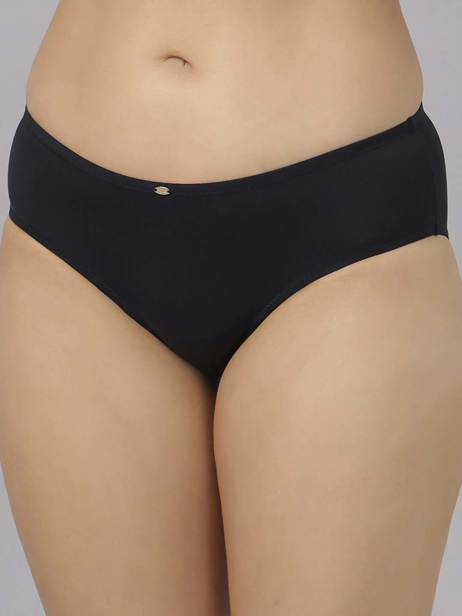 Soie Black Plain Bra Panty Set