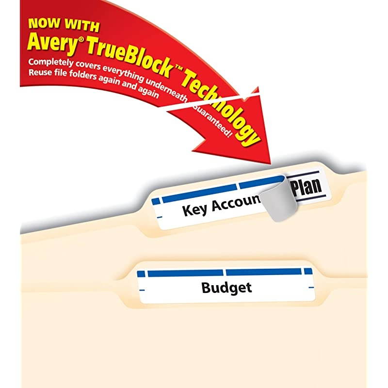 Blue File Folder Labels for Laser and Inkjet Printers with TrueBlock Technology 23 inches x 3716 inches Box of 1500 5766