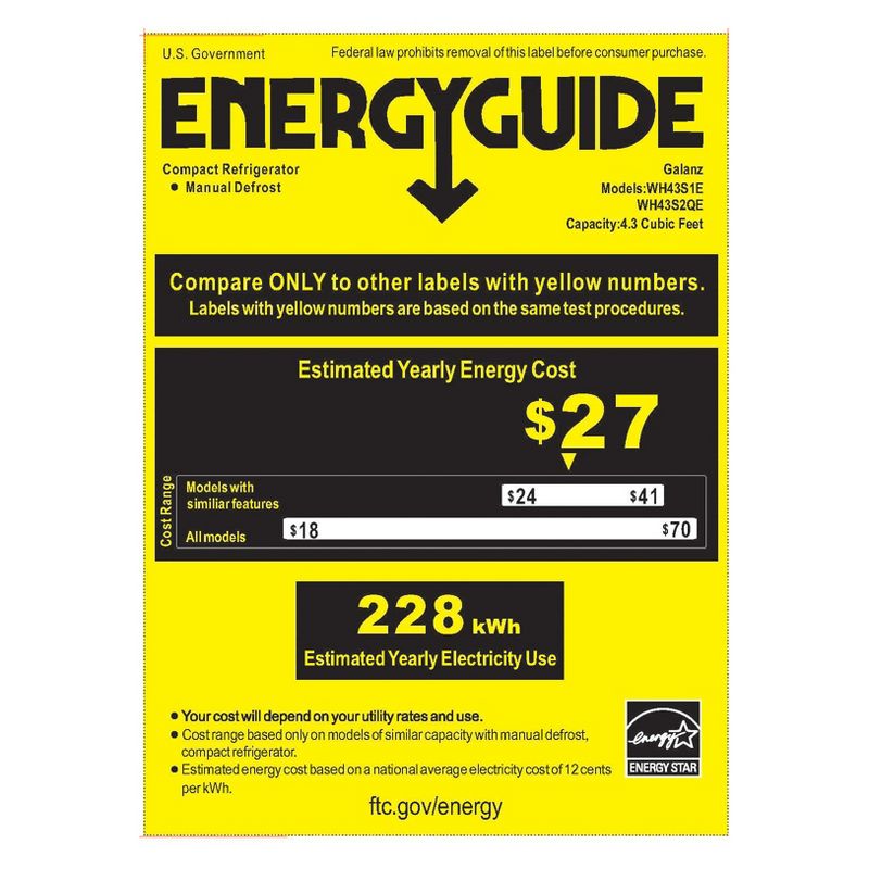 Whirlpool 4.3 cu ft Mini Refrigerator Stainless Steel WH43S1E