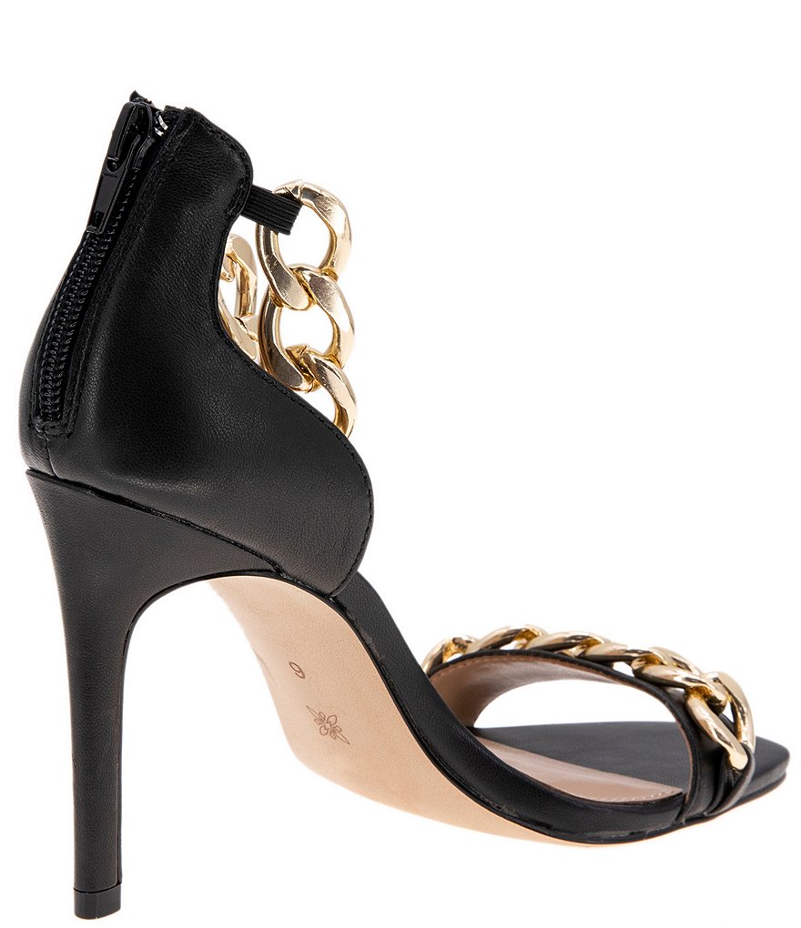 BCBGeneration Isinna Leather Chain Straps Square Toe Dress Sandals
