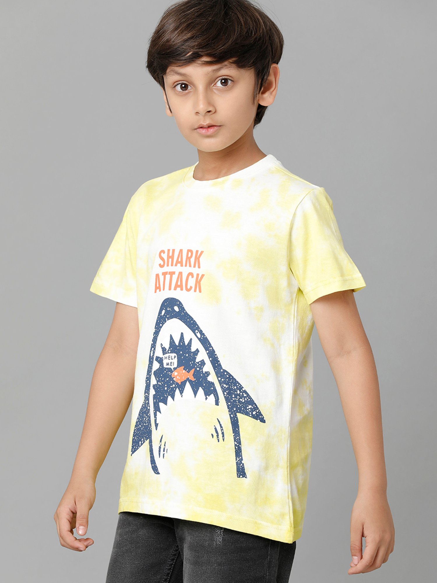 Under Fourteen Only Boys Yellow Printed T-Shirt