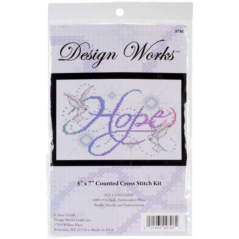 Design Works Counted Cross Stitch Kit 5"X7"-Hope (14 Count)