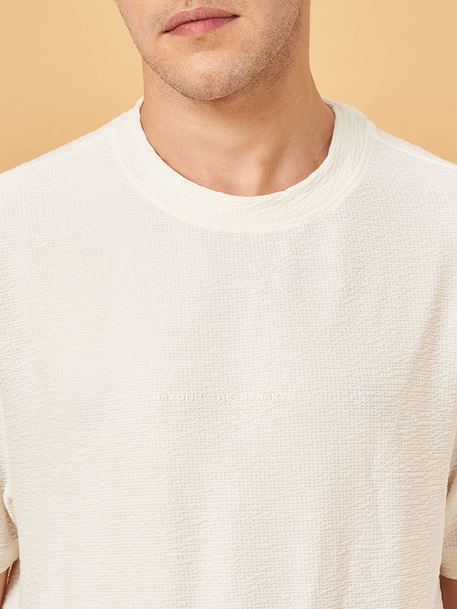 Street 808 By Pantaloons Antique White Loose Fit T-Shirt