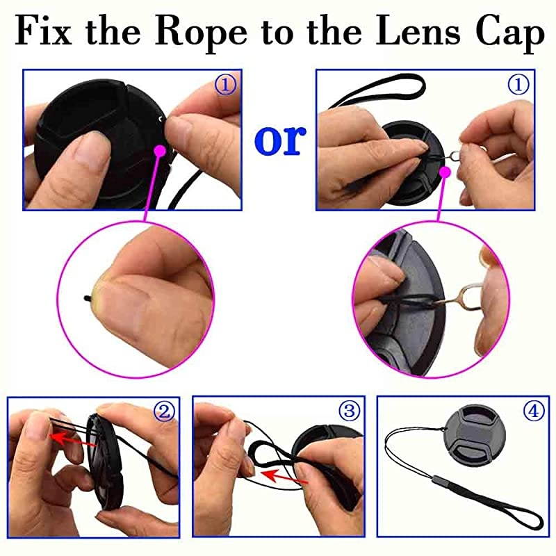 55mm Lens Cap Cover with Keeper for Sony EMount 1670mm F4 ZASony 18135mm F3556 OSS Lens for Sony Alpha a6600 a6500 a6400 a6300 a6100 a6000 a5100 a50002 Pack