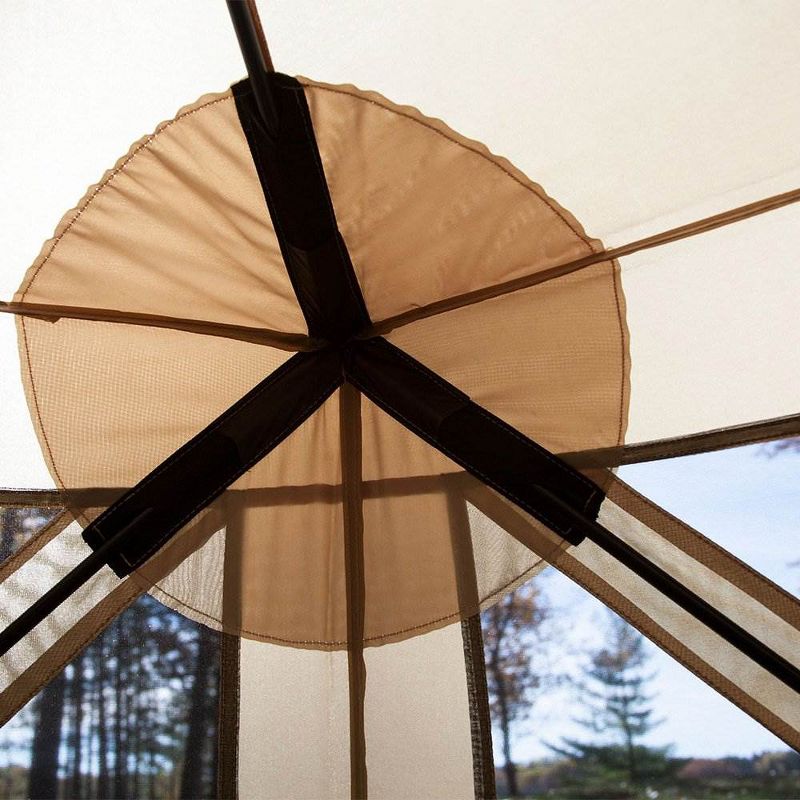 Gazelle G6 8 Person 6 Sided 124" Portable Gazebo Canopy Screen Tent with Three UV/Water Resistant Wind Panels, Ground Stakes, and Tie-Down Ropes