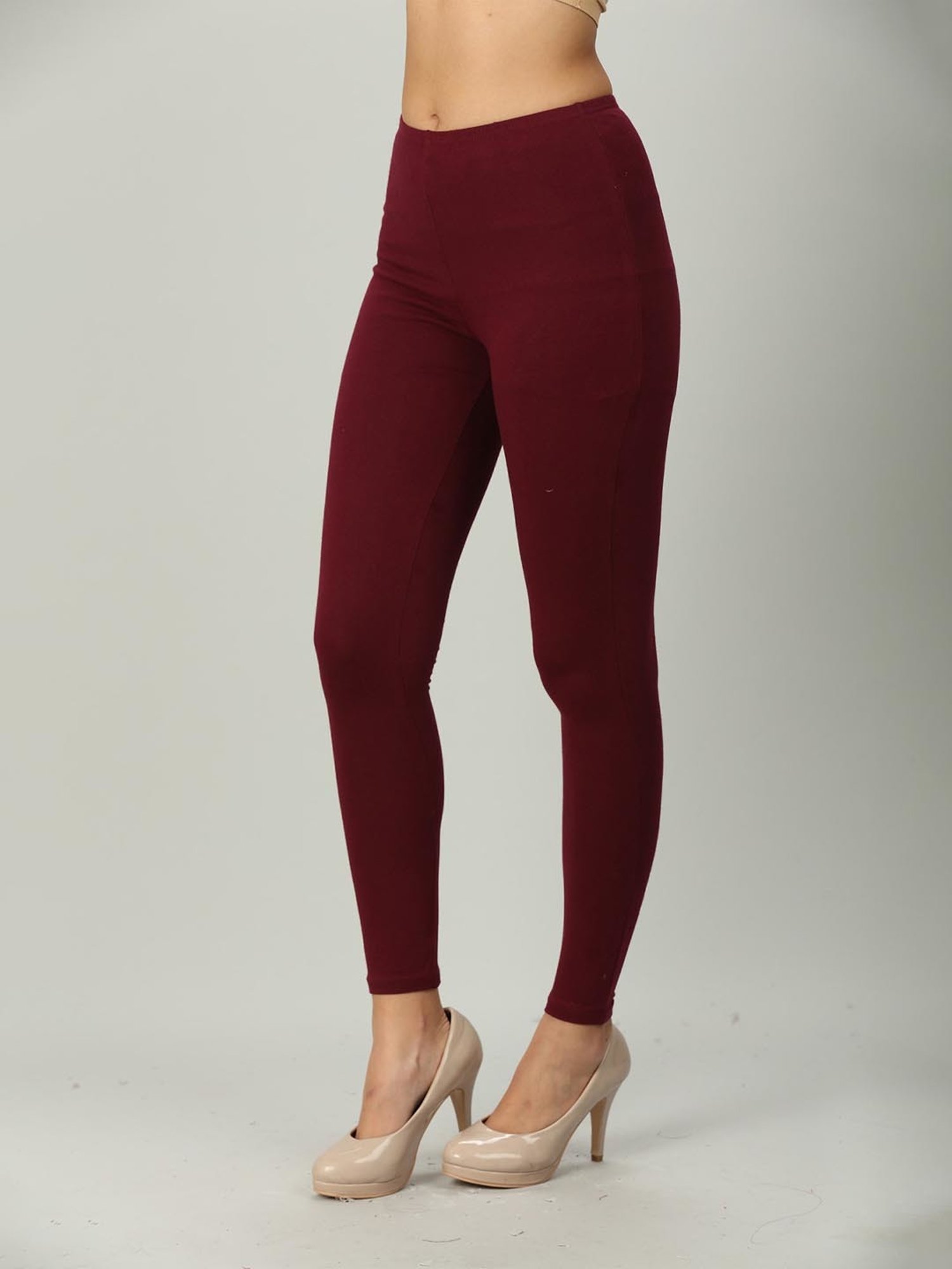 Mustard Maroon Regular Fit Leggings