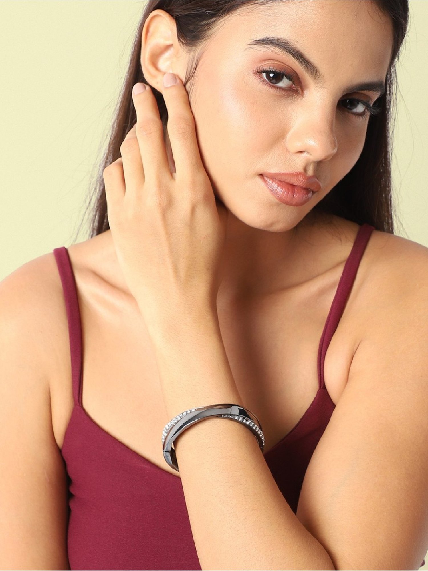 Sohi Women's Twisted Bracelet - Dark Silver