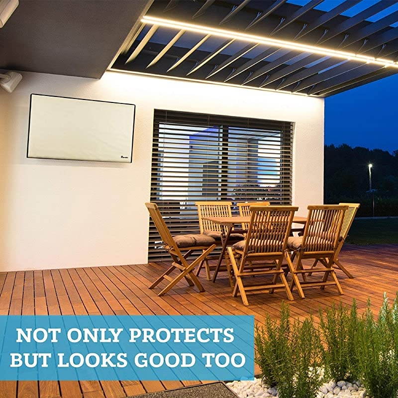 TV Cover 22-24 inch - Universal Weatherproof Protector for Flat Screen TVs - Fits Most TV Mounts and Stands - Beige