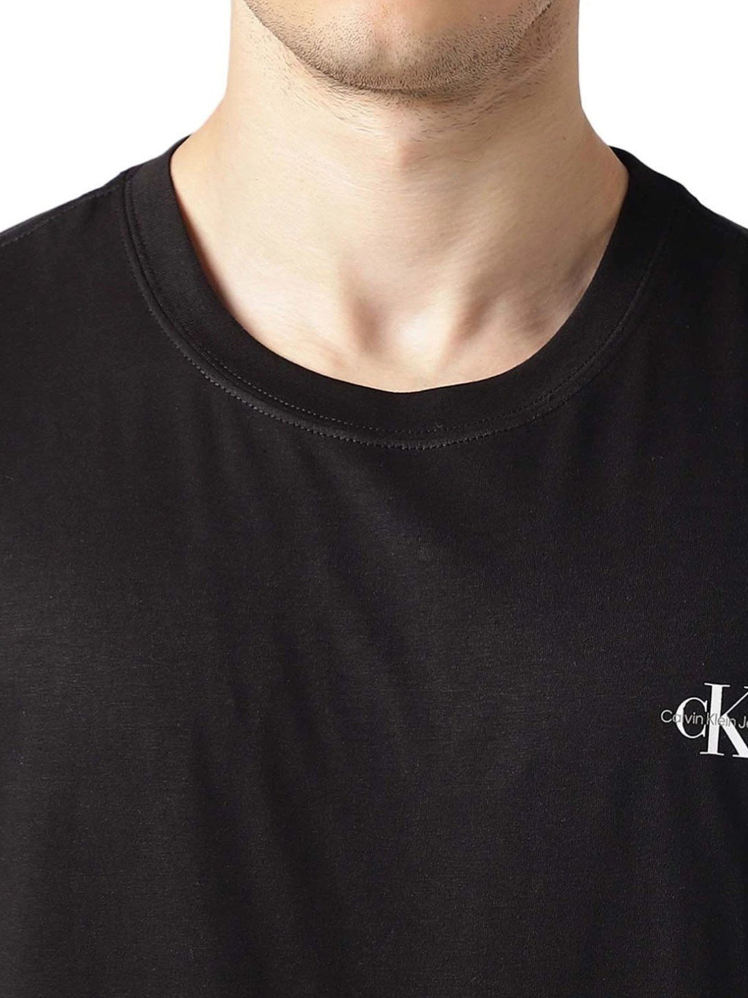 Calvin Klein Jeans Purple Cotton Regular Fit Logo Printed T-Shirt