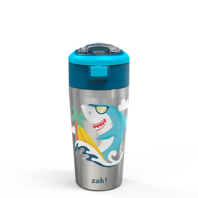 Zak Designs 12oz Double Wall Stainless Steel Vacuum Straw bottle – Shark