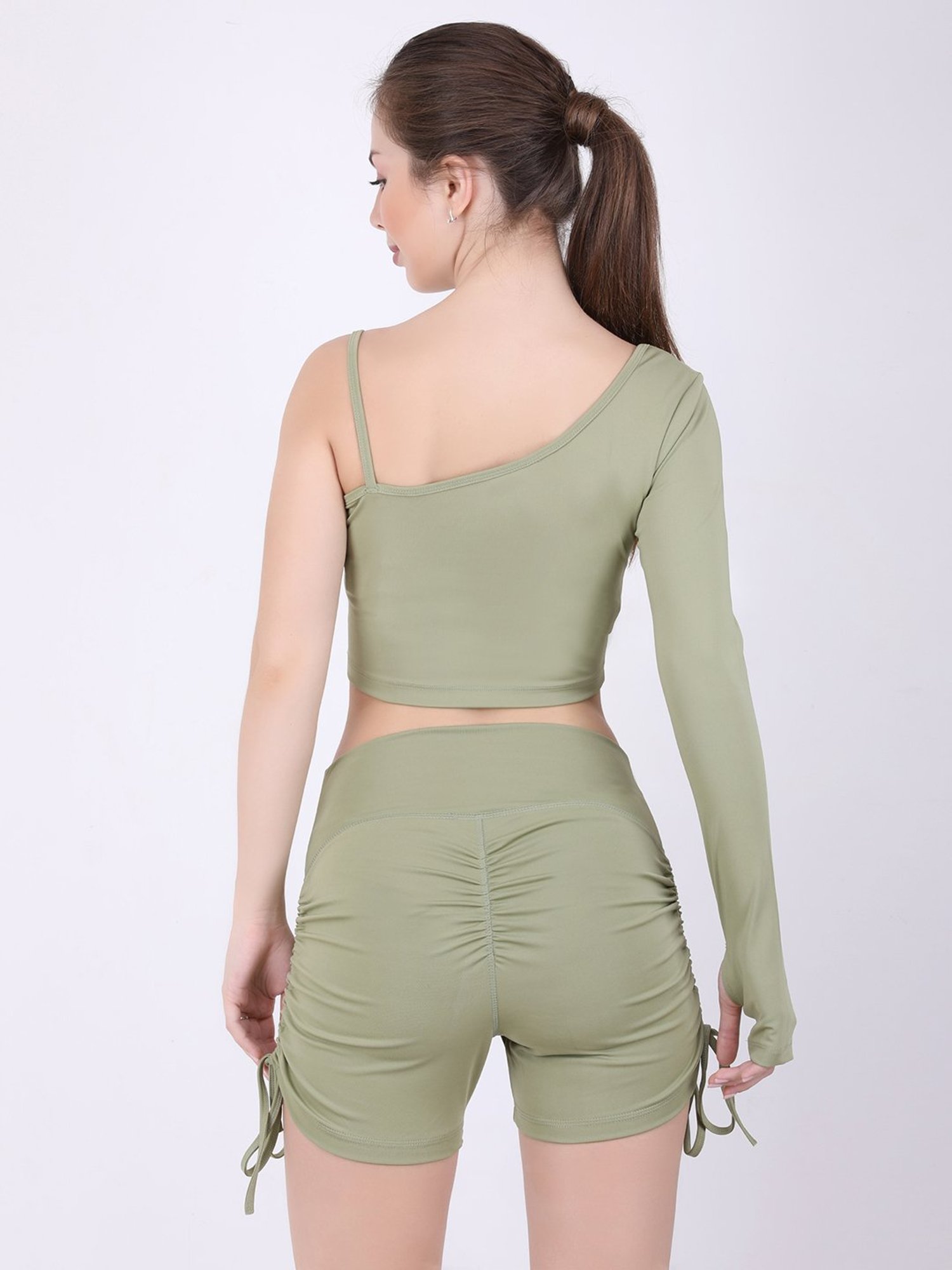 EVERDION  Olive Full Sleeve Crop Top