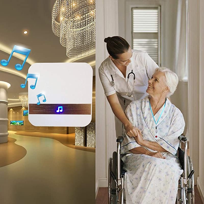 Wireless Caregiver Pager,  Smart SOS Call Button for Elderly Patient Personal Care in Home Alert System, 500+ Feet Range (3 Call Buttons + 2 Receivers)