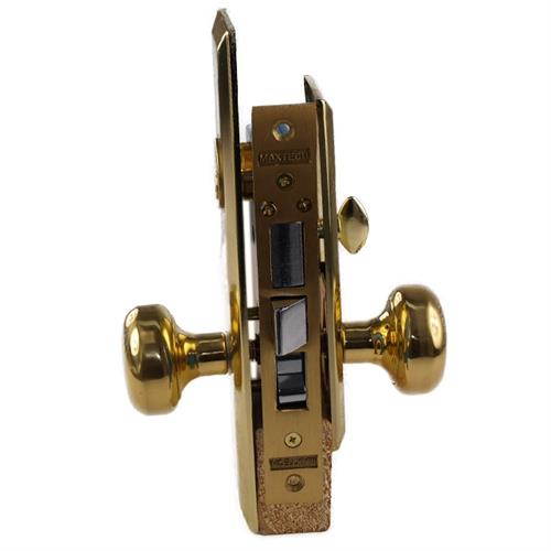 Maxtech (Like Marks 114A/3) 1033BL Polished Brass Left Hand Heavy Duty Mortise Entry Lockset, Screwless Knobs Thru Bolted Lock Set