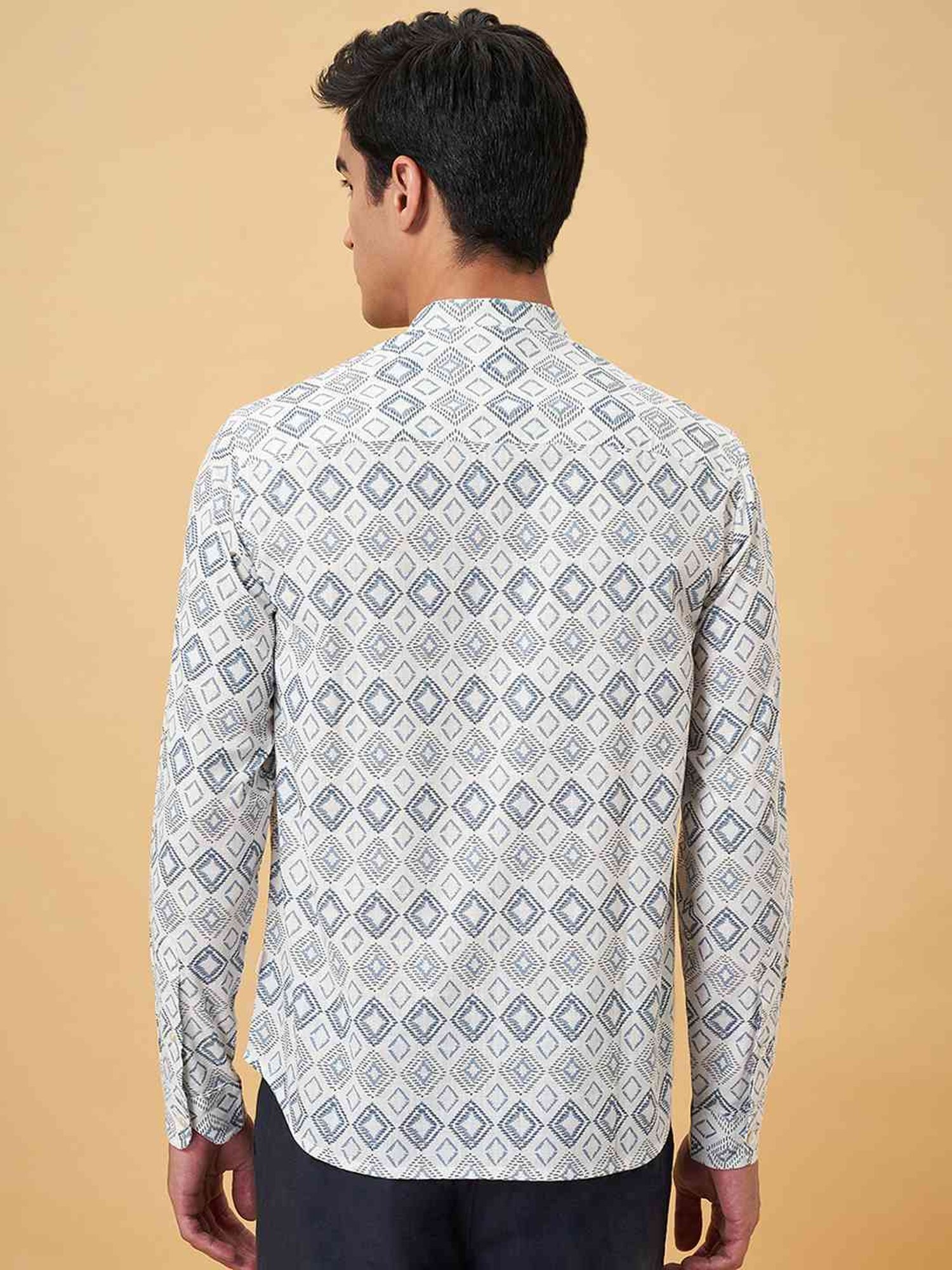 Indus Route By Pantaloons Powder Blue Regular Fit Printed Shirt