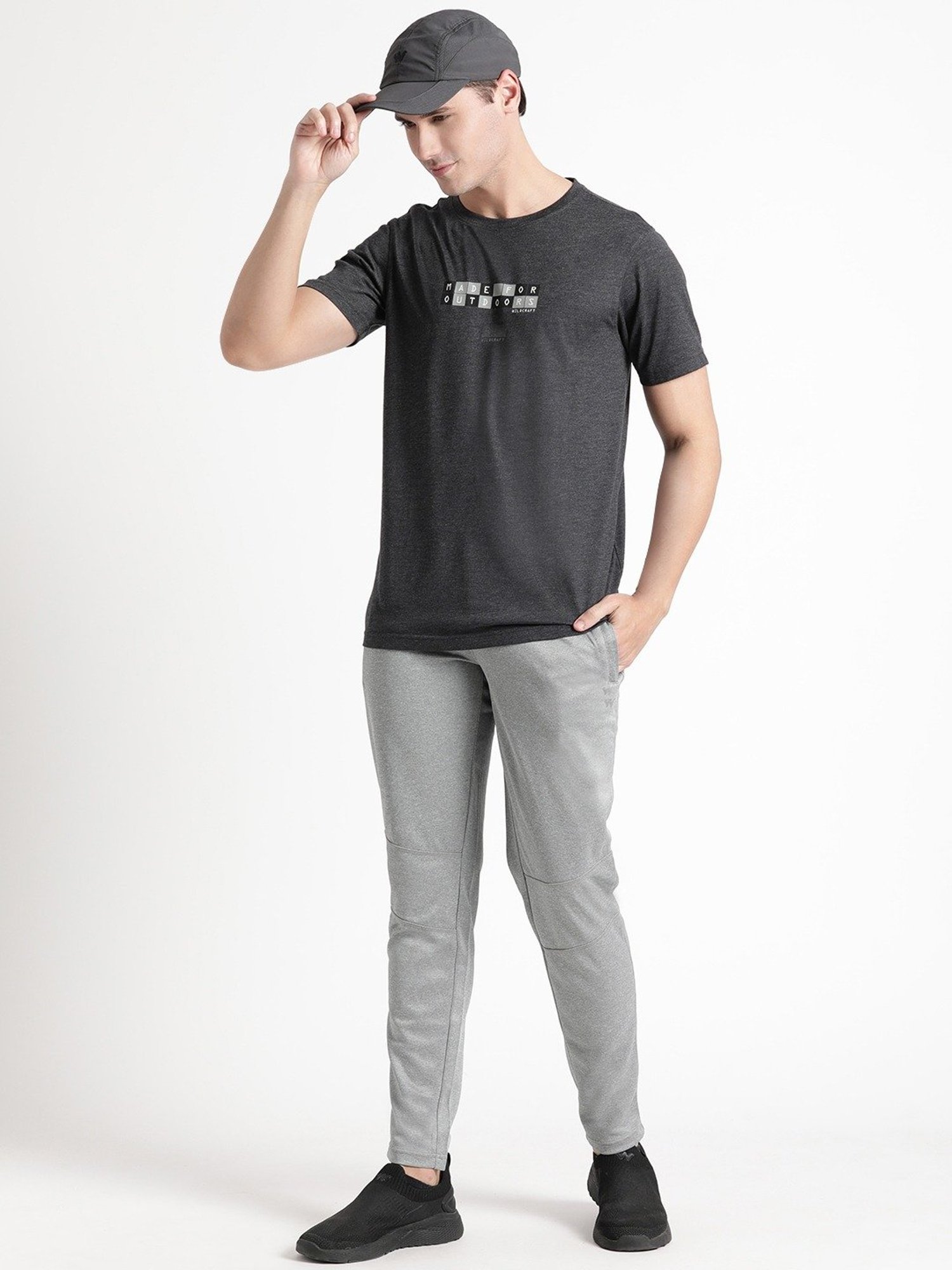 Wildcraft Black  Regular Fit Printed Sports T-Shirt