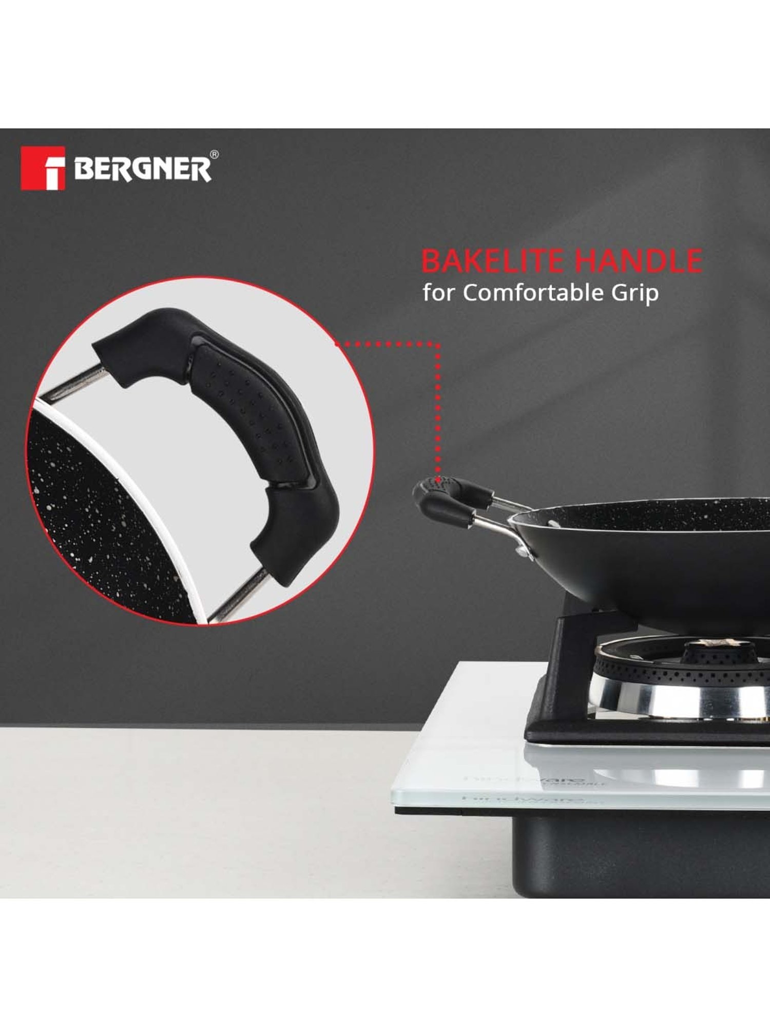 Bergner Black Aluminium Appachetty With Lid - Set of 1