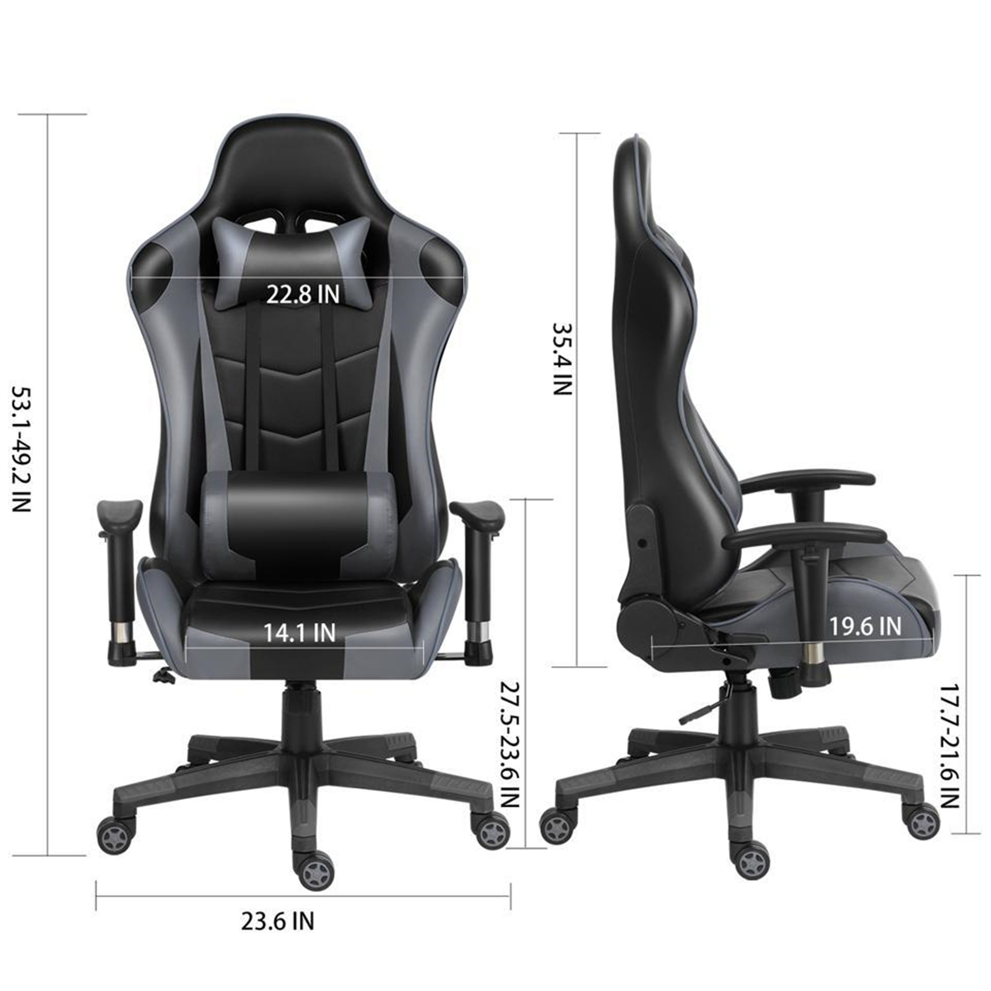 Ergonomic Gaming Chair Racing Computer Chair PU Leather Chair Adjusted Reclining Office Desk Chair with Headrest and Lumbar Support