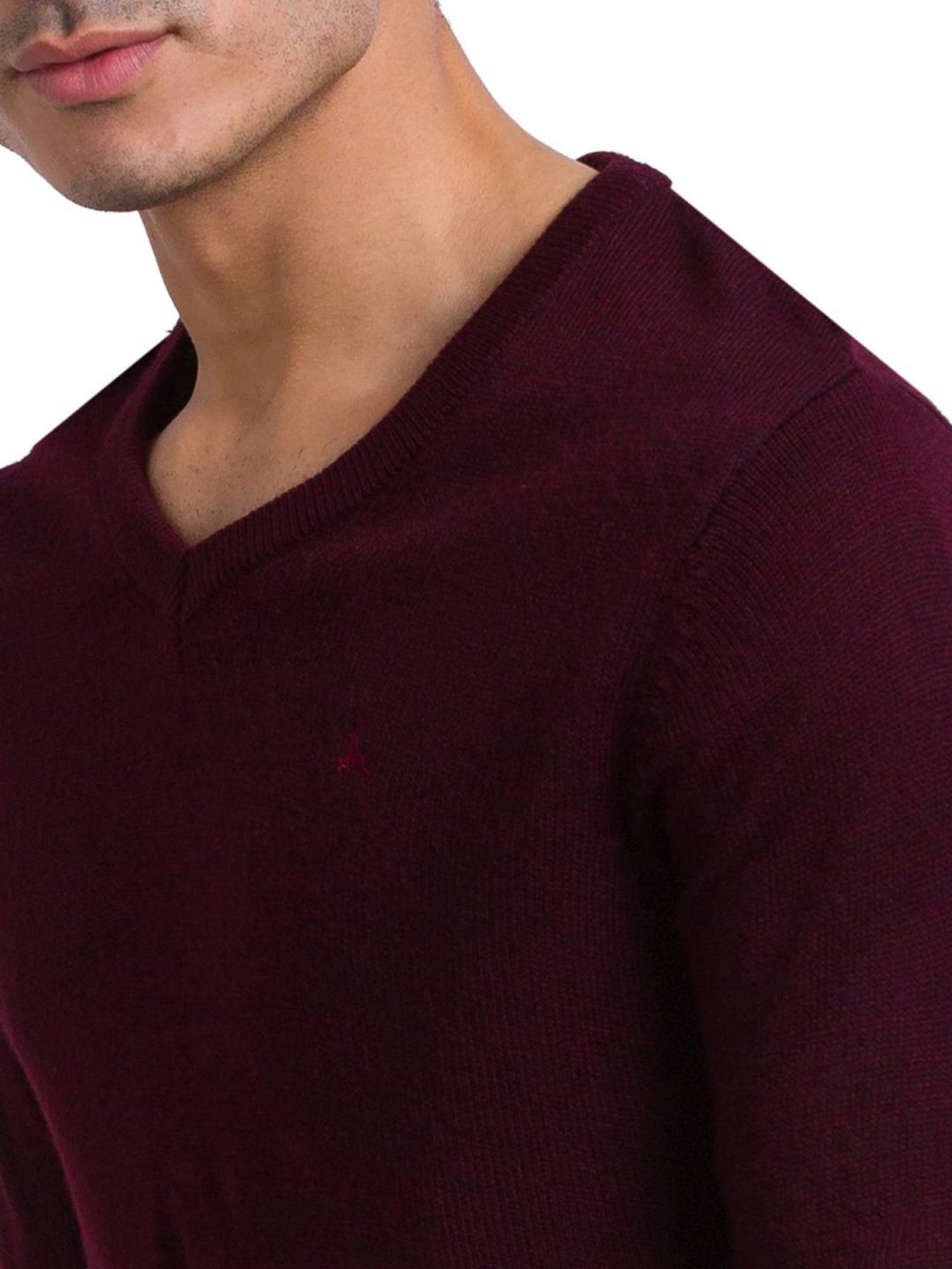 Parx Maroon Regular Fit Sweaters