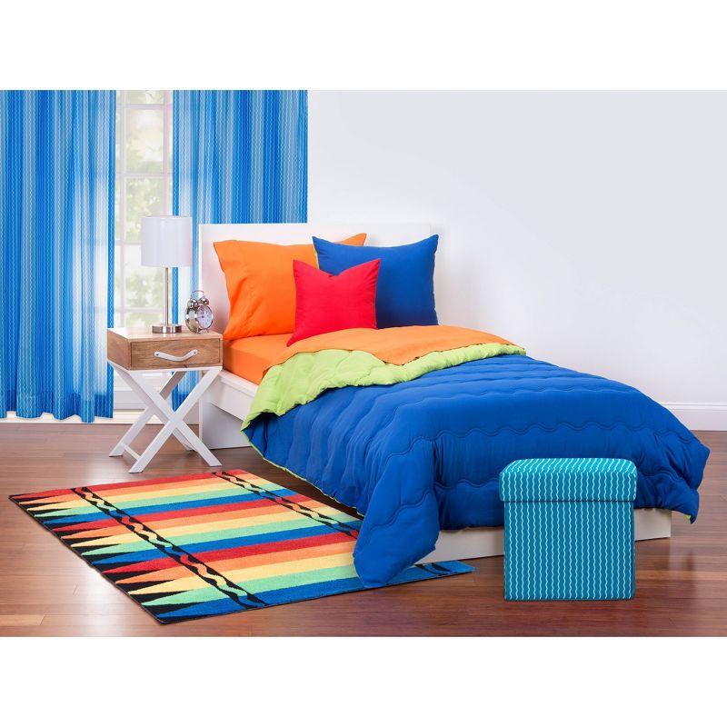 Blue Crayola Serpentine Stripe Box Ottoman (15"x34")
