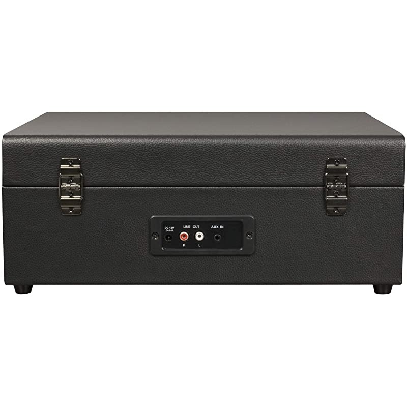 CR8017ABK Voyager Vintage Portable Turntable with Bluetooth Receiver and Builtin Speakers Black