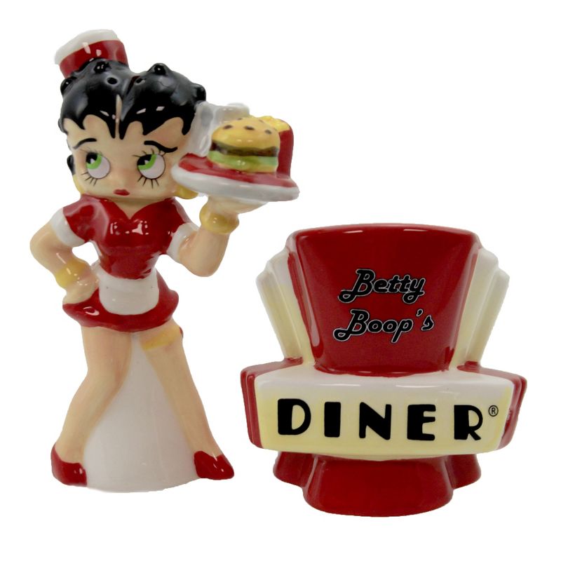 Betty Boop 4.25" Betty Boop Diner Salt & Pepper Waitress Hamburger Fries  -  Salt And Pepper Shaker Sets