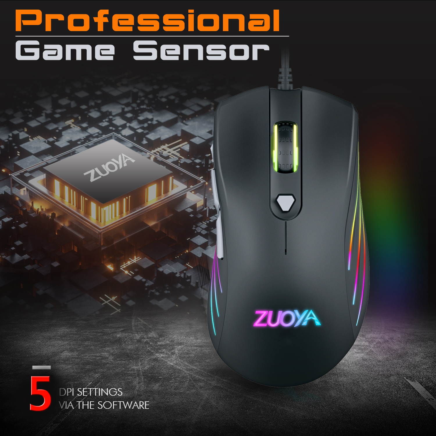 7200 DPI, 7 Programmable Buttons, LED Backlit, Ergonomic Optical PC, Comfortable Computer Gaming Mice for Windows 7/8/10/XP Vista Linux, Black