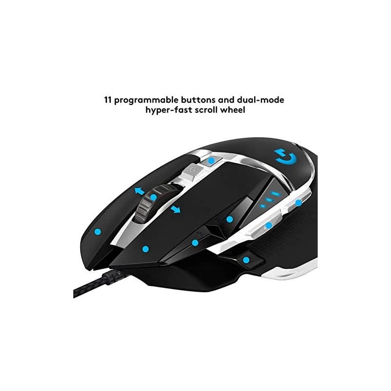 G502 Hero High Performance Gaming Mouse Special Edition, Hero 16K Sensor, 16 000 DPI, RGB, Adjustable Weights, 11 Programmable Buttons, On-Board Memory, PC/Mac - German Pack - Black/White